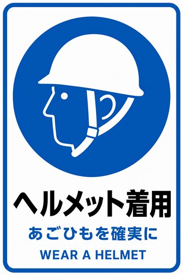 ヘルメット着用の安全看板