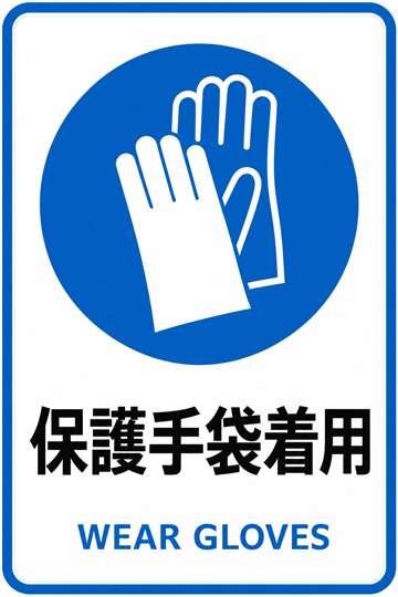 保護手袋着用の安全看板