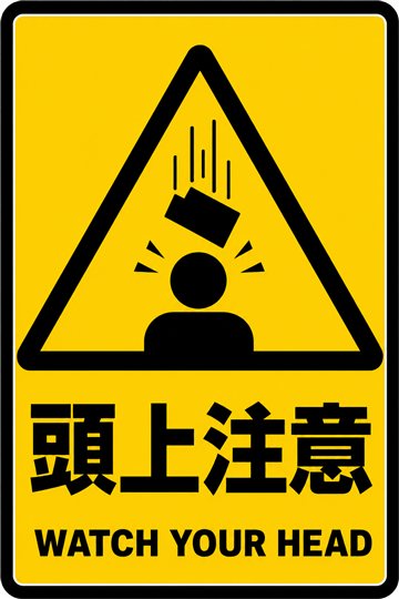 頭上注意の安全看板