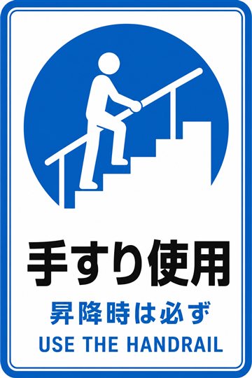 手すり使用の安全看板