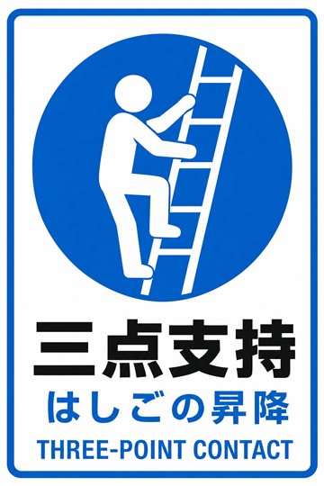 三点支持の安全看板