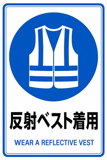反射ベスト着用の安全看板