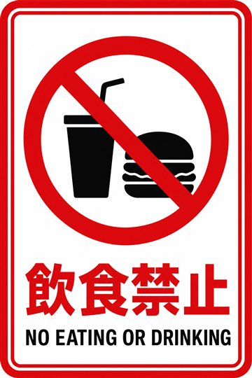 飲食禁止の安全看板