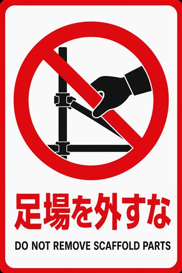 足場を外すなの安全看板（禁止）