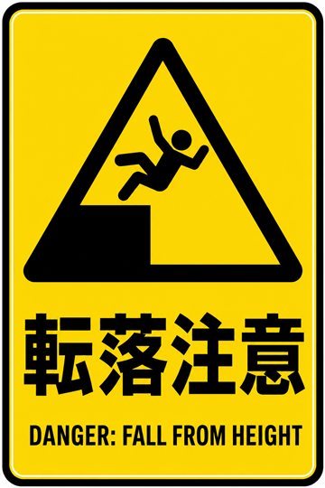 転落注意の安全看板