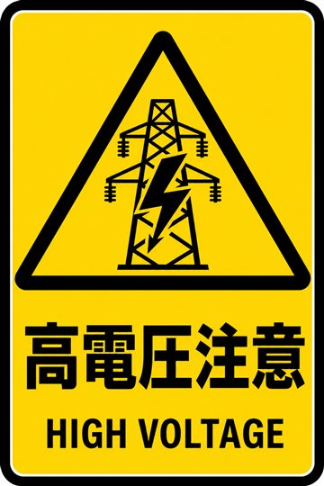 高電圧注意の安全看板