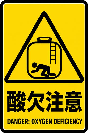 酸欠注意の安全看板