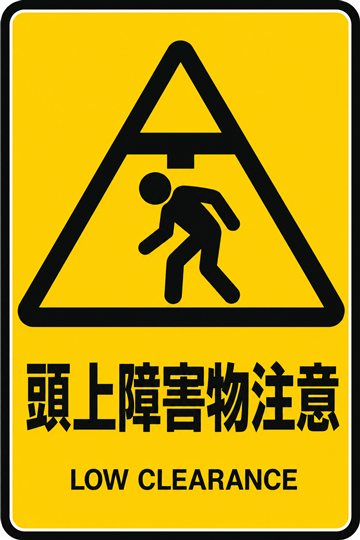 頭上障害物注意の安全看板
