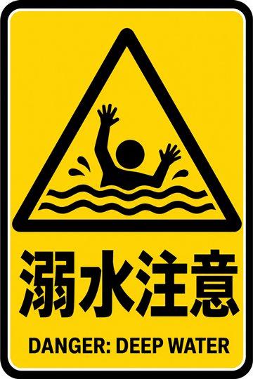 溺水注意の安全看板