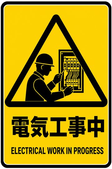 電気工事中の安全看板