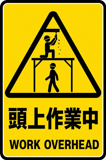 頭上作業中の安全看板