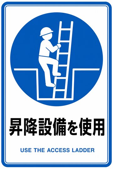 昇降設備を使用の安全看板