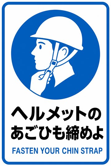 ヘルメットのあごひも締めよの安全看板