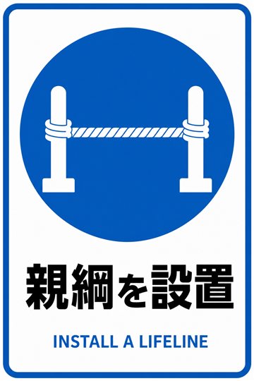 親綱を設置の安全看板