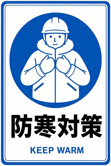 防寒対策の安全看板