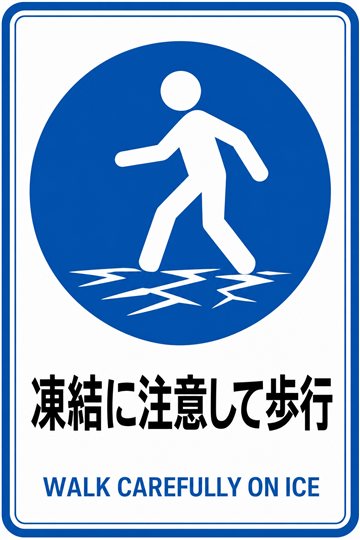 凍結に注意して歩行の安全看板
