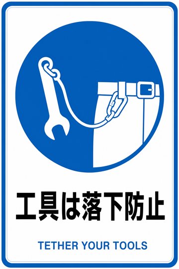 工具は落下防止の安全看板（指示）