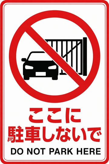 ここに駐車しないでの安全看板