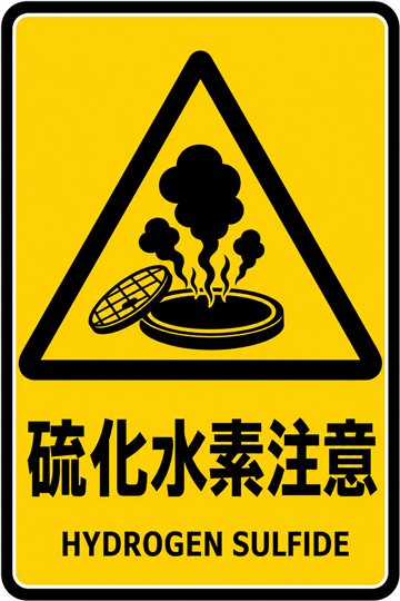硫化水素注意の安全看板
