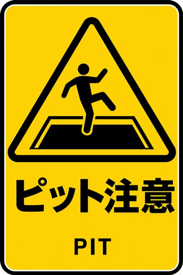 ピット注意の安全看板