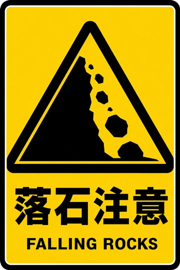 落石注意の安全看板