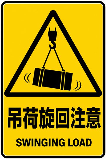 吊荷旋回注意の安全看板