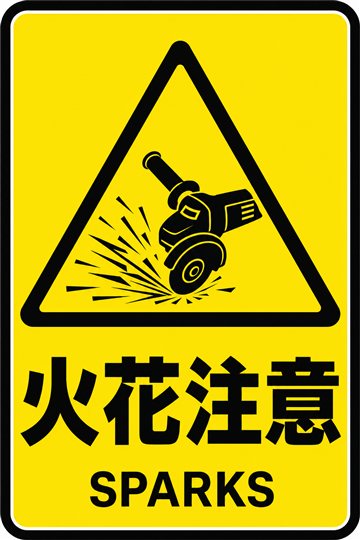 火花注意の安全看板