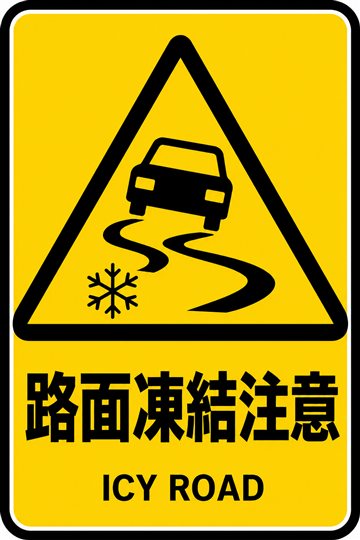 路面凍結注意の安全看板