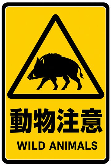 動物注意の安全看板