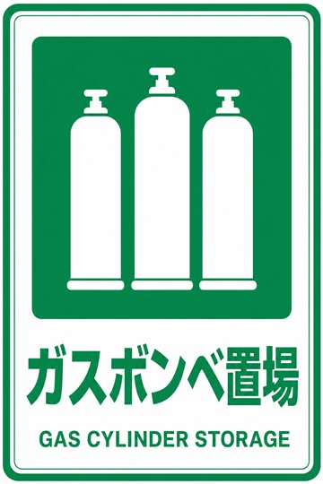 ガスボンベ置場の安全看板